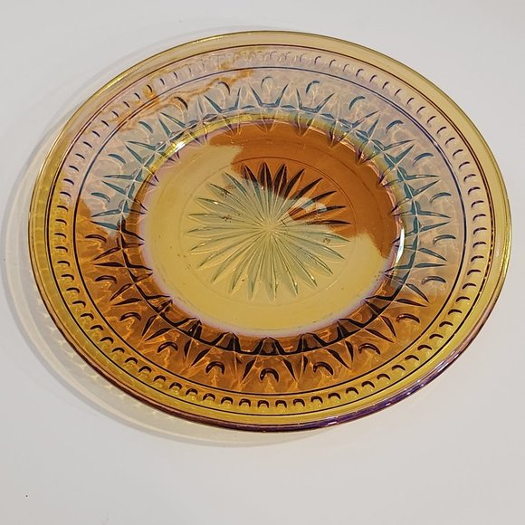 Vintage Amber Carnival Glass Park Lane Colonial Pattern by Indiana Glass - Picture 3 of 10